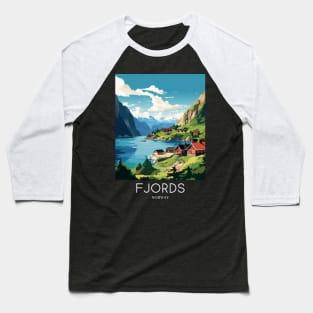 A Pop Art Travel Print of the Fjords - Norway Baseball T-Shirt